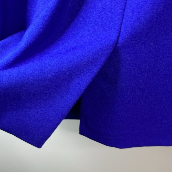 Calvin Klein Shoulder Ruffle Dress Royal Blue Form Fitting Knee Length Midi 12 - Picture 6 of 11